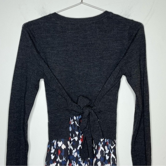 CLUB Monaco 100% Wool Layered Crewneck Sweater Blouse Tie Back Bow - Picture 5 of 9
